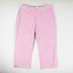 Windridge Cheryl Nash Pink Gingham Capris Pants Women's 12 Made in USA